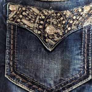 Miss Me Sequined and Studded pocket jeans, like new